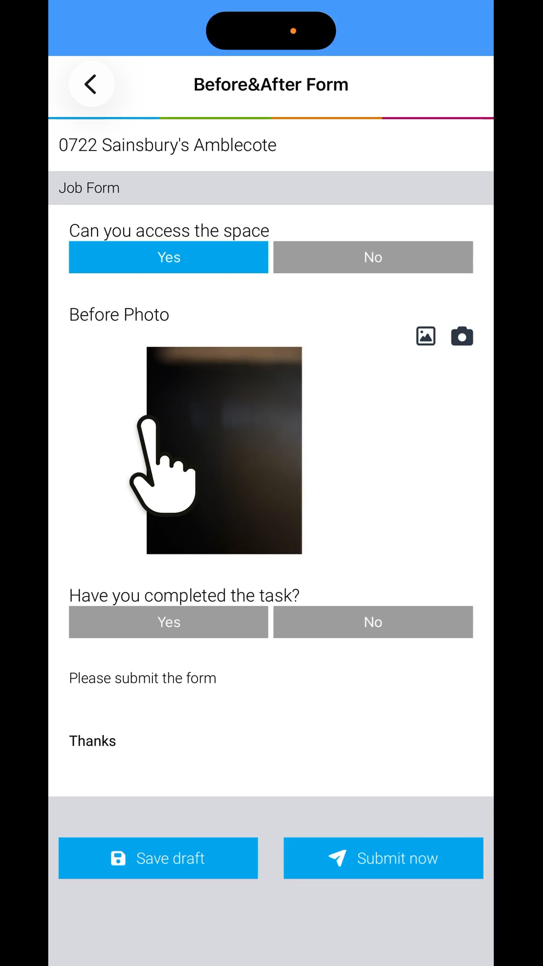 Step 7: Select yes to completing the task