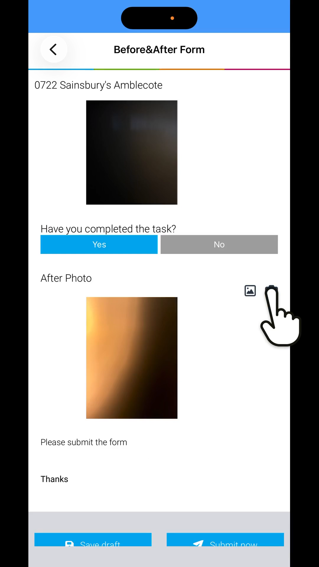Step 9: So we can press the camera icon again, and we'll take a photo.